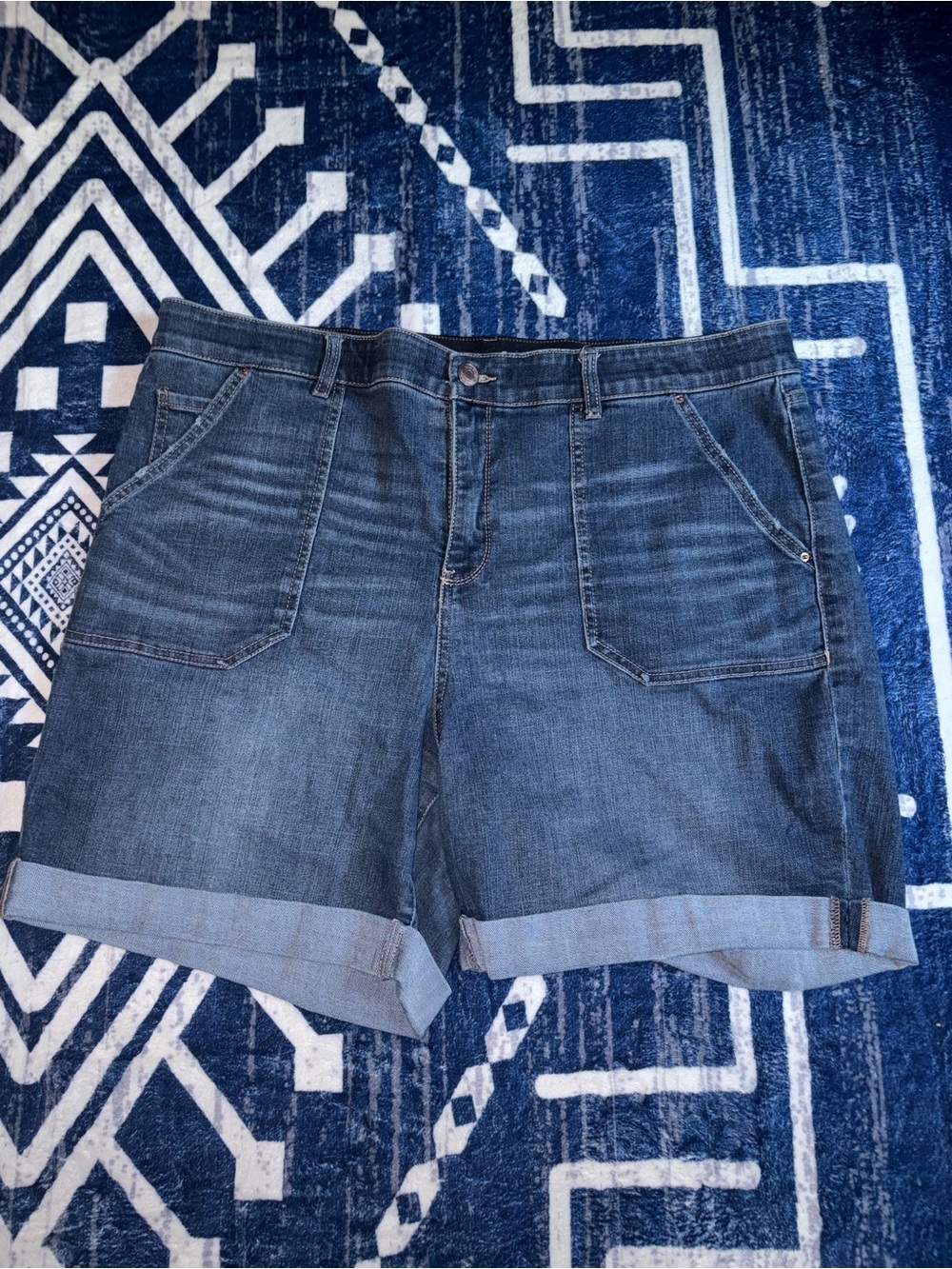 Terra & Sky Dark Blue Rolled Cuff Denim Shorts